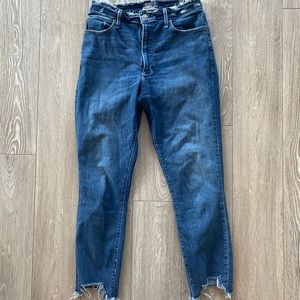 High Rise Raw Hem Jeans